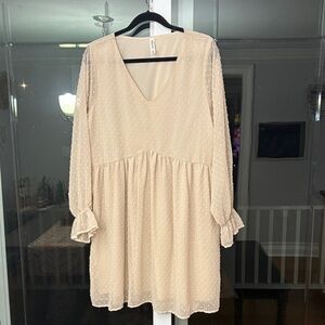 Zenana Outfitters Cream Long Sleeve Dress